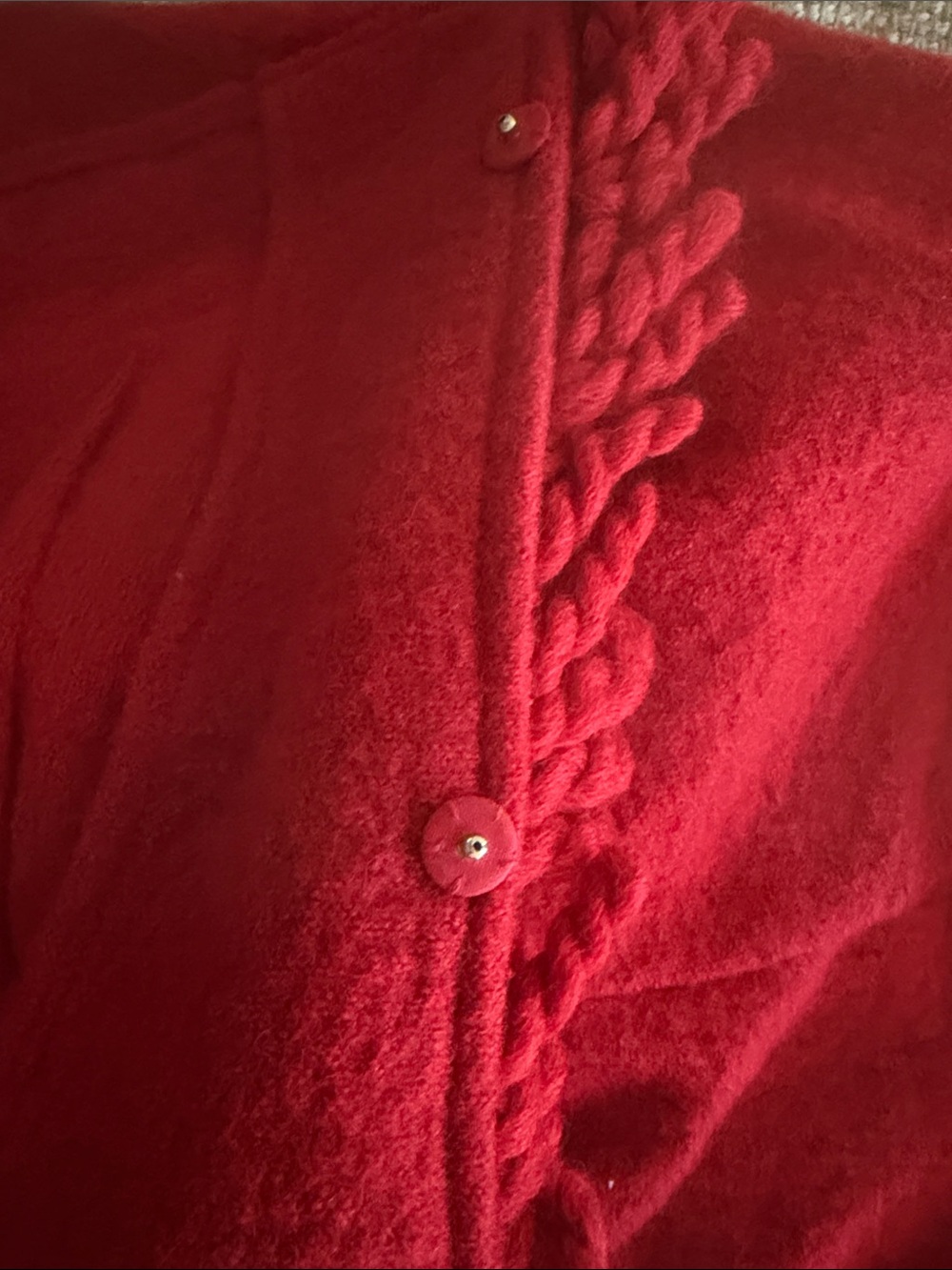 Talbots Red Ruffle-Trim Wool Cardigan - Picture 13 of 15